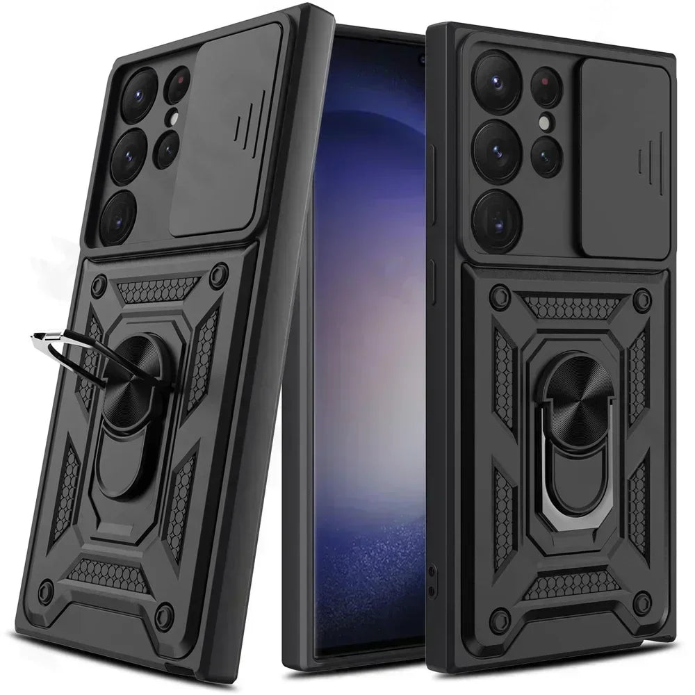 Armor Rotate With Ring Stand Camera Lens Anti-Scratch Case For Samsung Galaxy S24 S23 S22 Ultra S21 S20 Plus FE A54 A34 5G Cover
