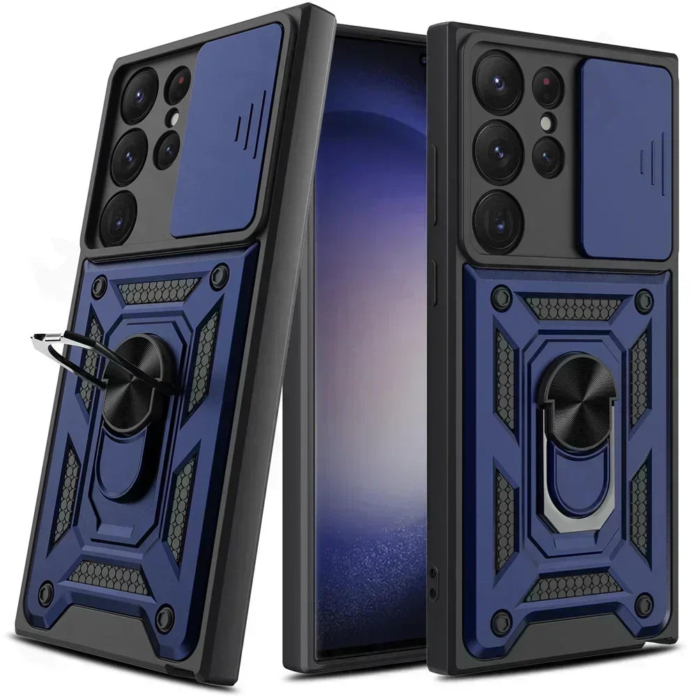 Armor Rotate With Ring Stand Camera Lens Anti-Scratch Case For Samsung Galaxy S24 S23 S22 Ultra S21 S20 Plus FE A54 A34 5G Cover