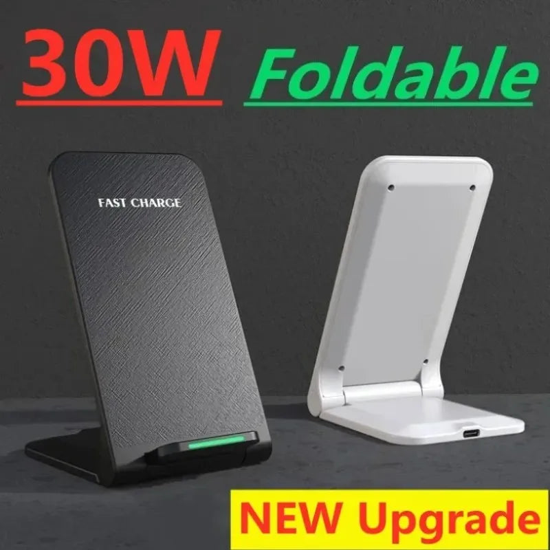 30W Wireless Charger Stand Pad for iPhone 16 15 14 13 12 Pro Samsung Xiaomi Phone Chargers Induction Fast Charging Dock Station
