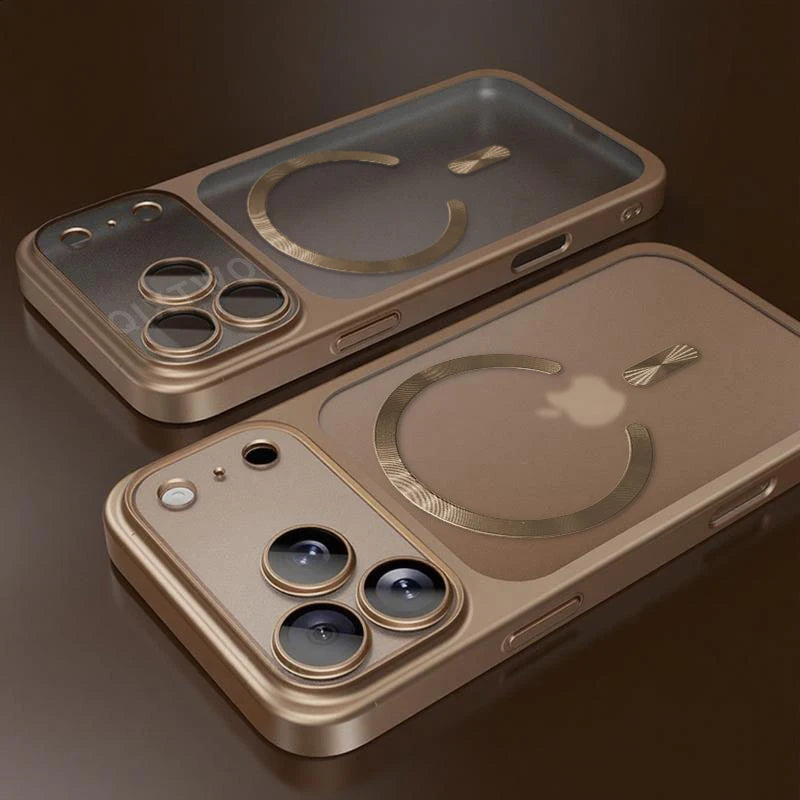 Luxury Plating Matte Transparent Magnetic Wireless Charge Case For iPhone 13/14/15/16/17 Pro Max Air Plus Shockproof Clear Cover